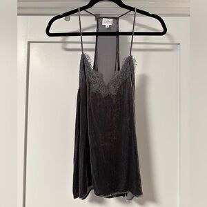CAMI NYC Velvet Racer Camisole Top with Lace Trim